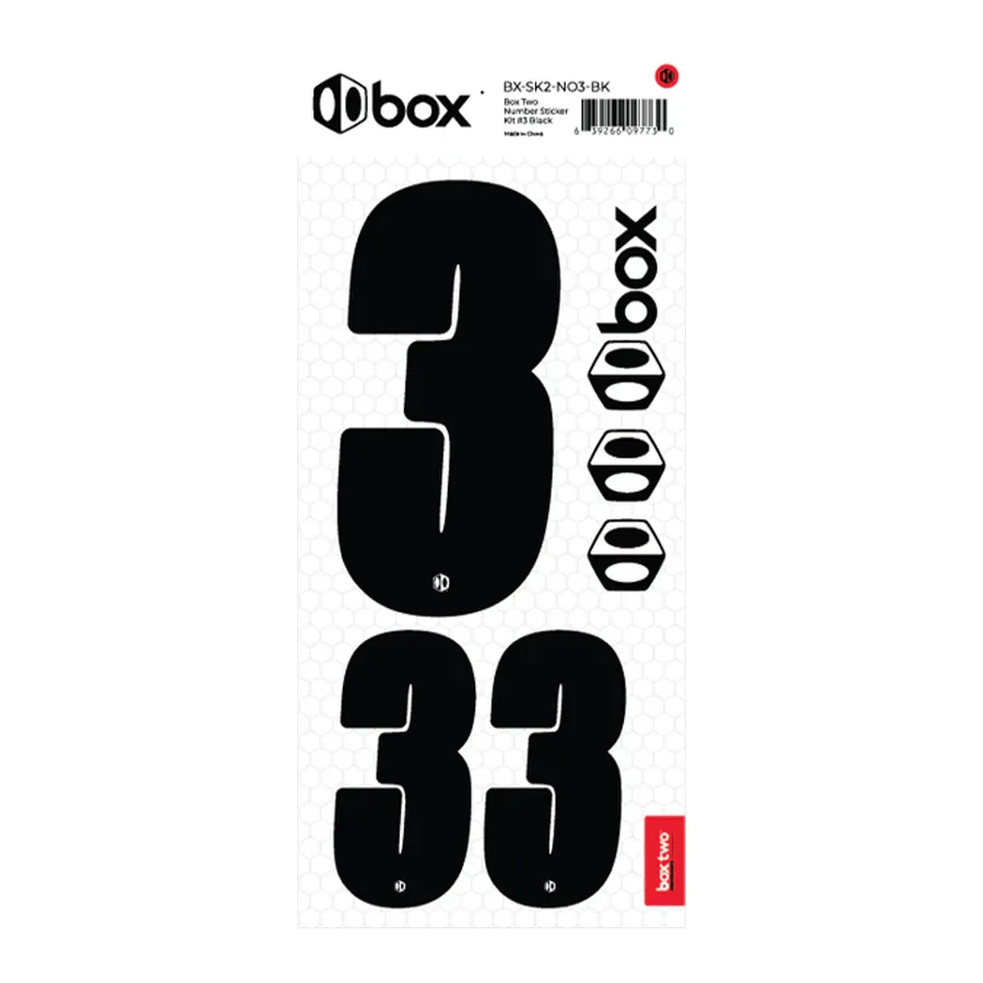 Box Two BMX Race Number Sticker Kit - Black