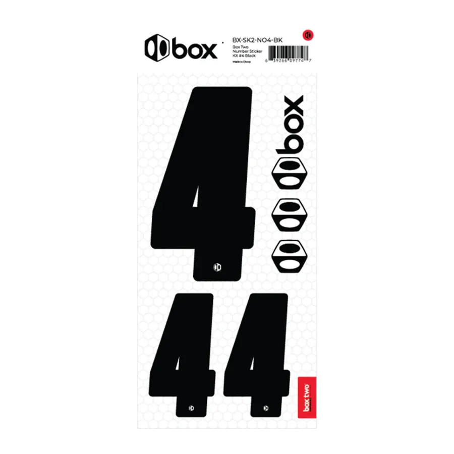 Box Two BMX Race Number Sticker Kit - Black