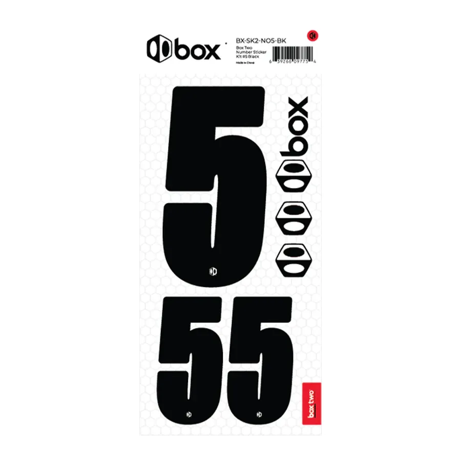 Box Two BMX Race Number Sticker Kit - Black