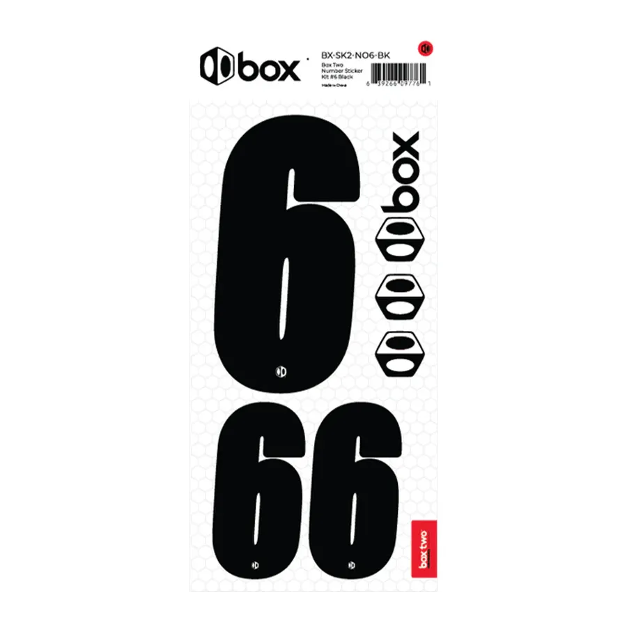 Box Two BMX Race Number Sticker Kit - Black