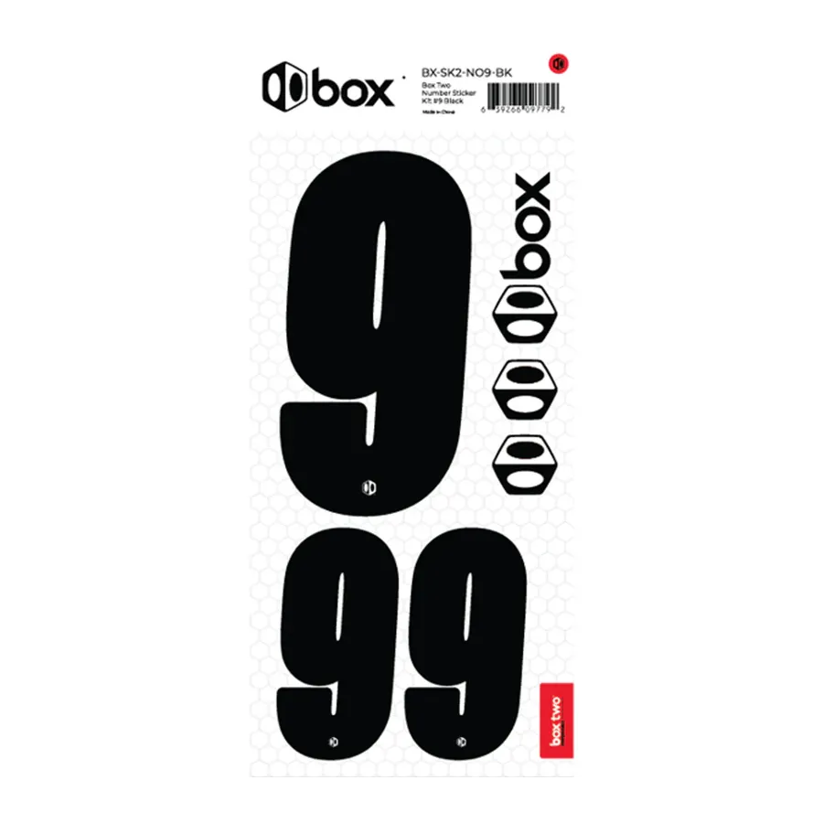 Box Two BMX Race Number Sticker Kit - Black