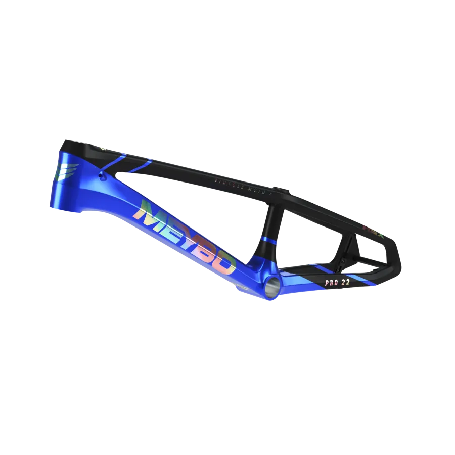 Meybo HSX 2025.5 Carbon BMX Race Frame - Matte Black/Chrome Blue