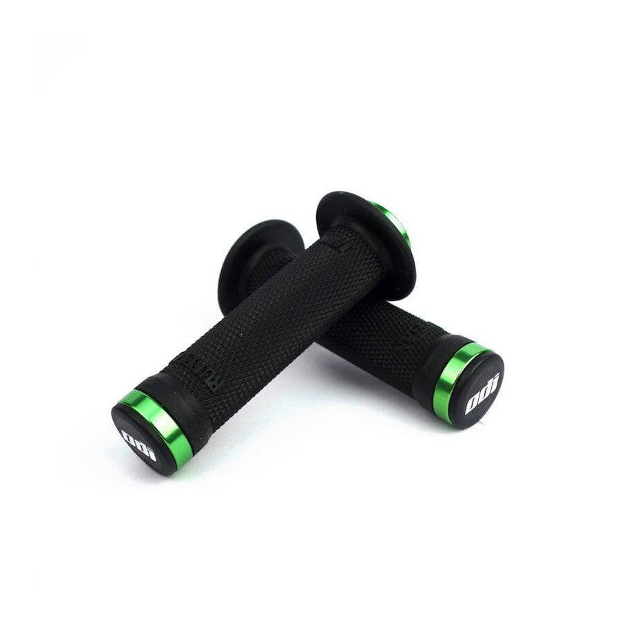 ODI Ruffian Lock-On BMX Race/MTB/Downhill Grips - Black/Green Clamps