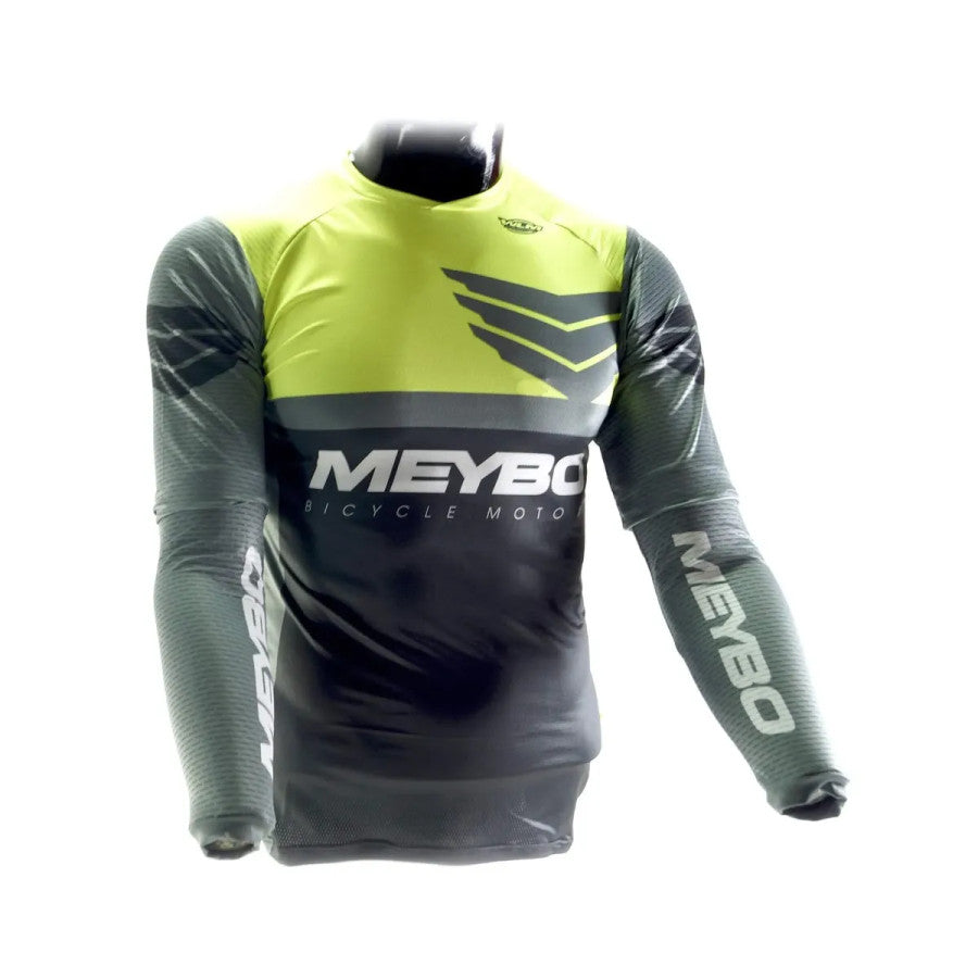 Meybo WLM Pro One Slimfit  BMX Race/MTB/Downhill Jersey - Black/Grey/Hi-Vis