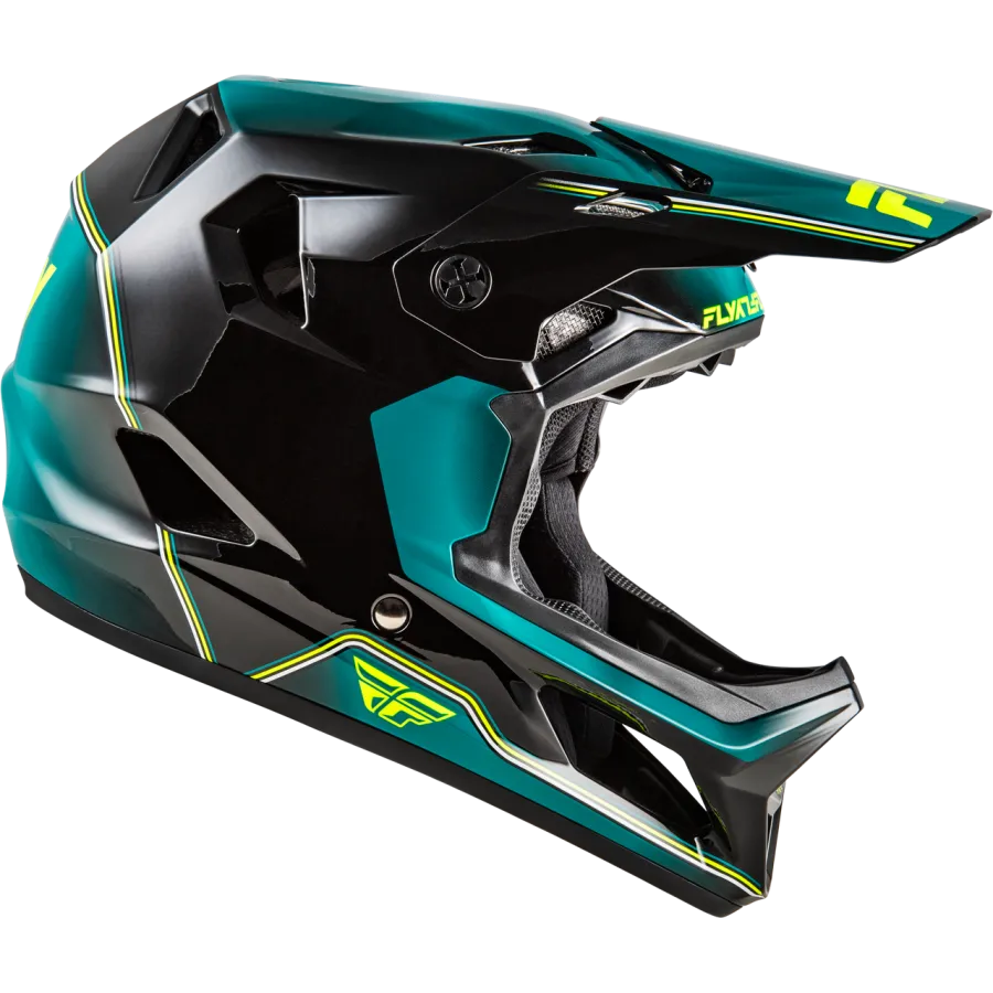 Fly Racing Rayce Repeat BMX Race/MTB/Downhill Helmet - Black/Teal/Hi-Vis