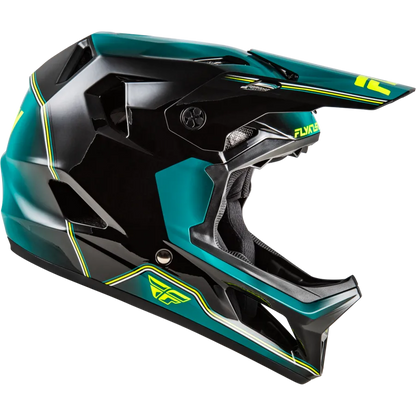 Fly Racing Rayce Repeat BMX Race/MTB/Downhill Helmet - Black/Teal/Hi-Vis