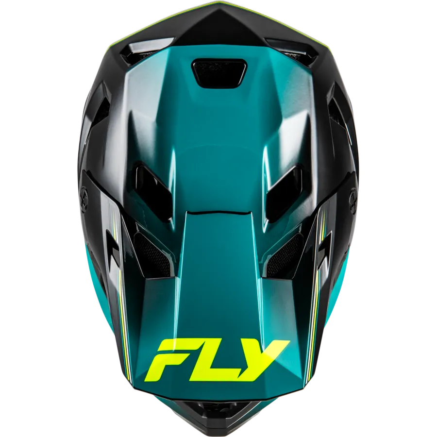 Fly Racing Rayce Repeat BMX Race/MTB/Downhill Helmet - Black/Teal/Hi-Vis