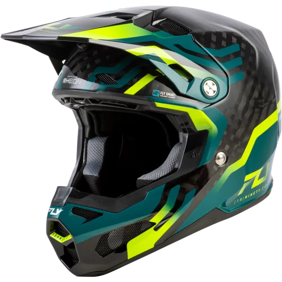 Fly Racing Formula S Carbon Byte BMX Race/MTB/Downhill Helmet - Black Carbon/Teal/Lime