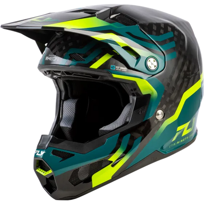Fly Racing Formula S Carbon Byte BMX Race/MTB/Downhill Helmet - Black Carbon/Teal/Lime