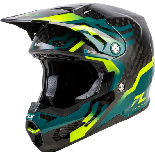 Fly Racing Formula S Carbon Byte BMX Race/MTB/Downhill Helmet - Black Carbon/Teal/Lime