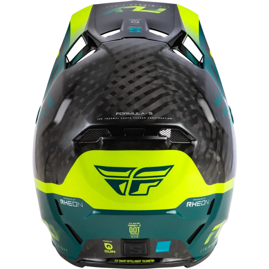 Fly Racing Formula S Carbon Byte BMX Race/MTB/Downhill Helmet - Black Carbon/Teal/Lime