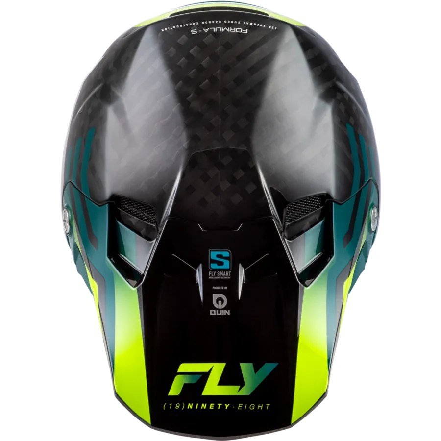 Fly Racing Formula S Carbon Byte BMX Race/MTB/Downhill Helmet - Black Carbon/Teal/Lime