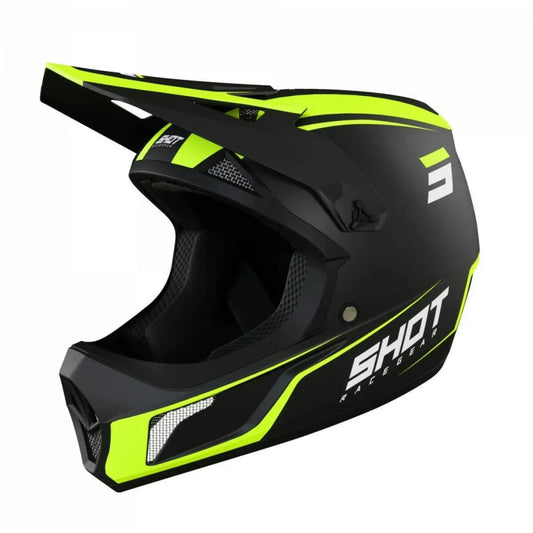 Shot Rogue United BMX Race/MTB/Downhill Helmet - Black/Neon Yellow Matte
