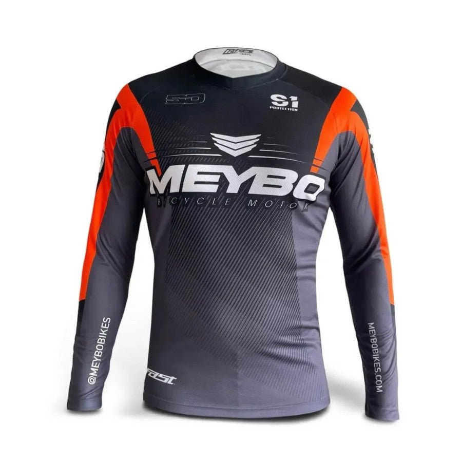 Meybo V6 SlimFit BMX Race/MTB/Downhill Jersey - Black/Orange