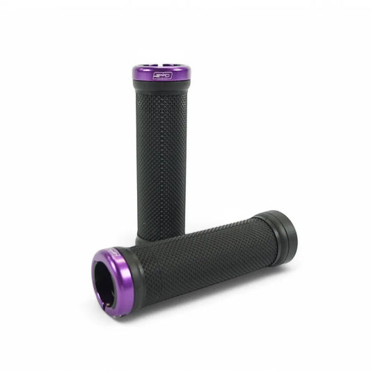 SD BMX Race/MTB/Downhill Lock-On Grips V2 - Black/Purple Clamps