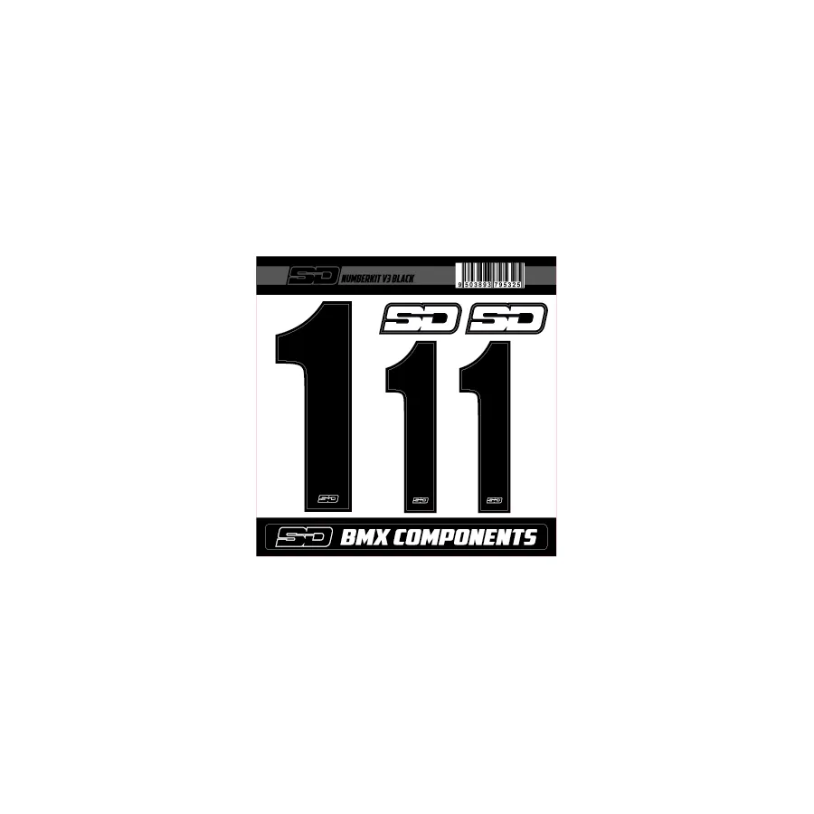 SD Front + 2 Side Plate BMX Race Number Kit V3 - Black
