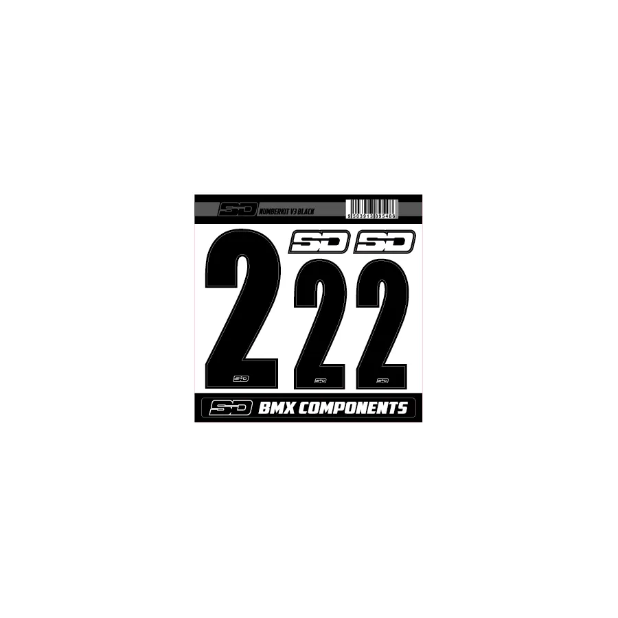 SD Front + 2 Side Plate BMX Race Number Kit V3 - Black