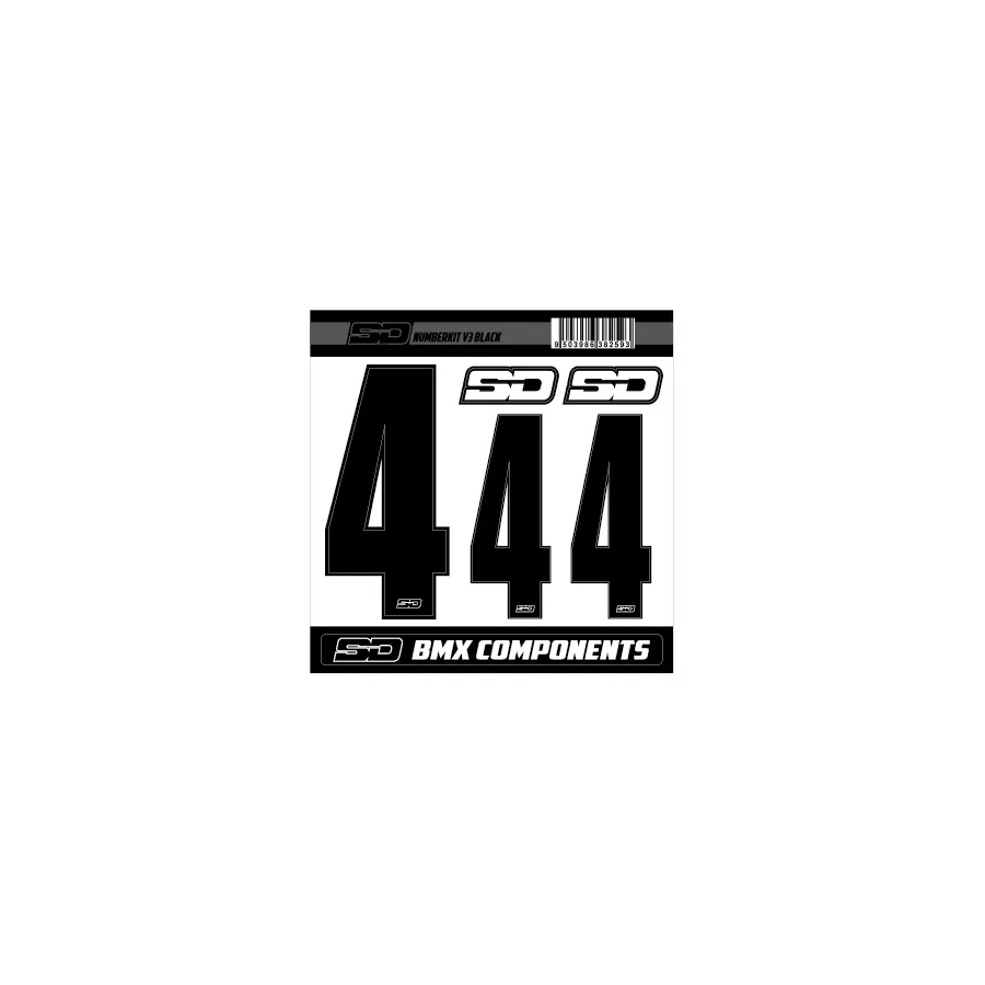 SD Front + 2 Side Plate BMX Race Number Kit V3 - Black