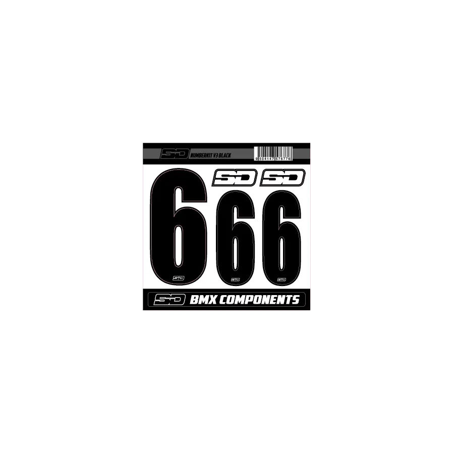 SD Front + 2 Side Plate BMX Race Number Kit V3 - Black