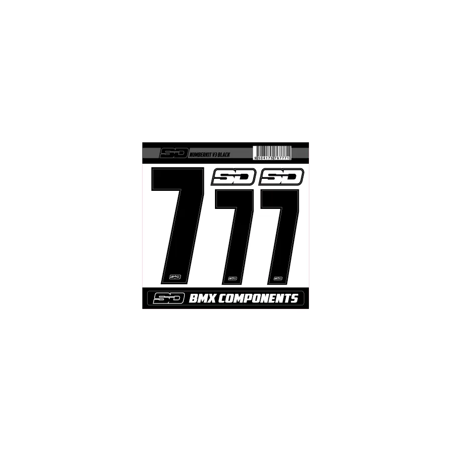SD Front + 2 Side Plate BMX Race Number Kit V3 - Black