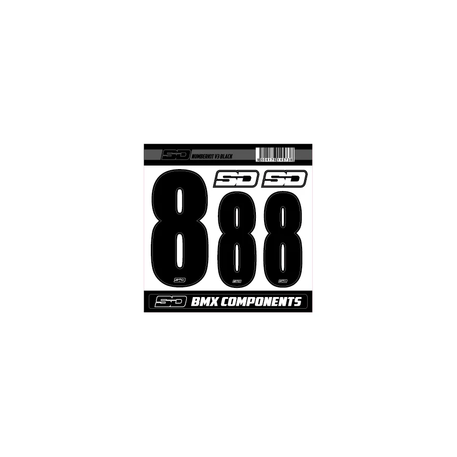SD Front + 2 Side Plate BMX Race Number Kit V3 - Black