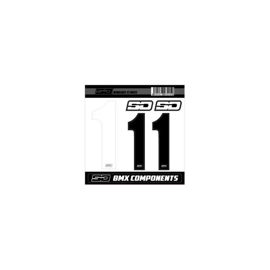 SD Front + 2 Side Plate Number BMX Race Kit V3 - White
