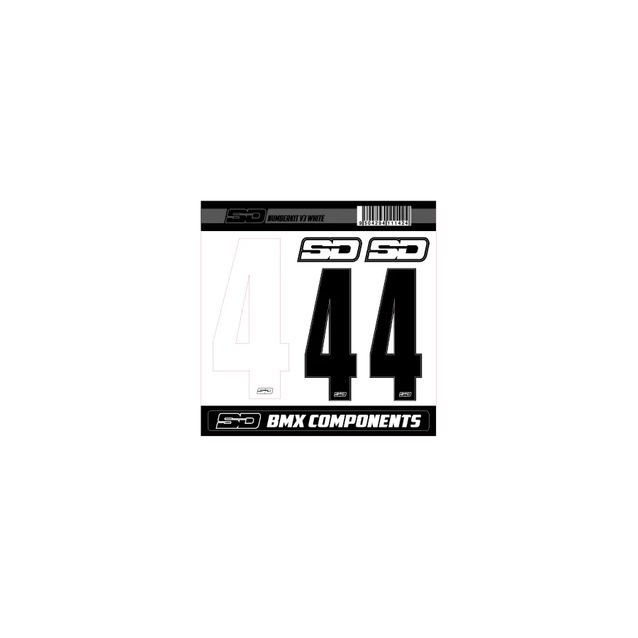 SD Front + 2 Side Plate Number BMX Race Kit V3 - White