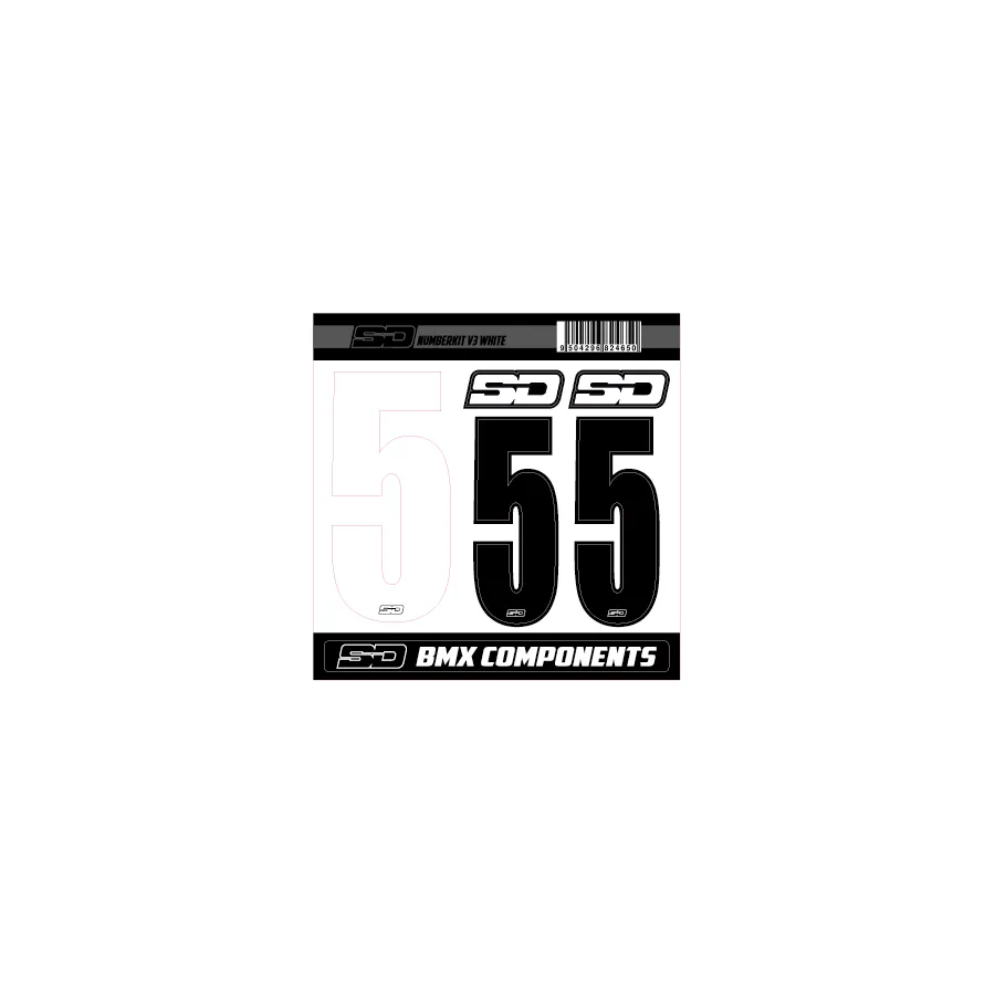SD Front + 2 Side Plate Number BMX Race Kit V3 - White