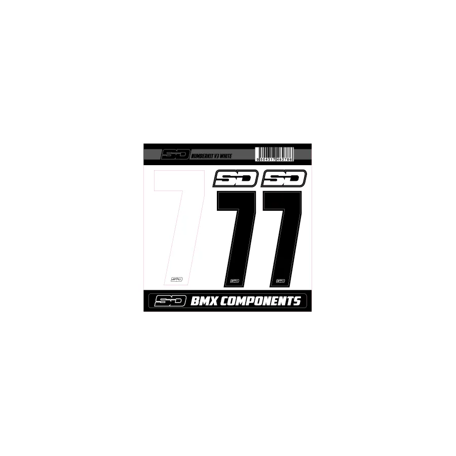 SD Front + 2 Side Plate Number BMX Race Kit V3 - White