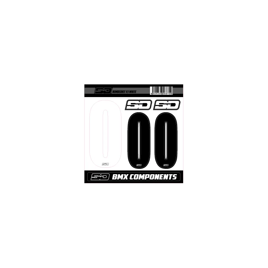 SD Front + 2 Side Plate Number BMX Race Kit V3 - White