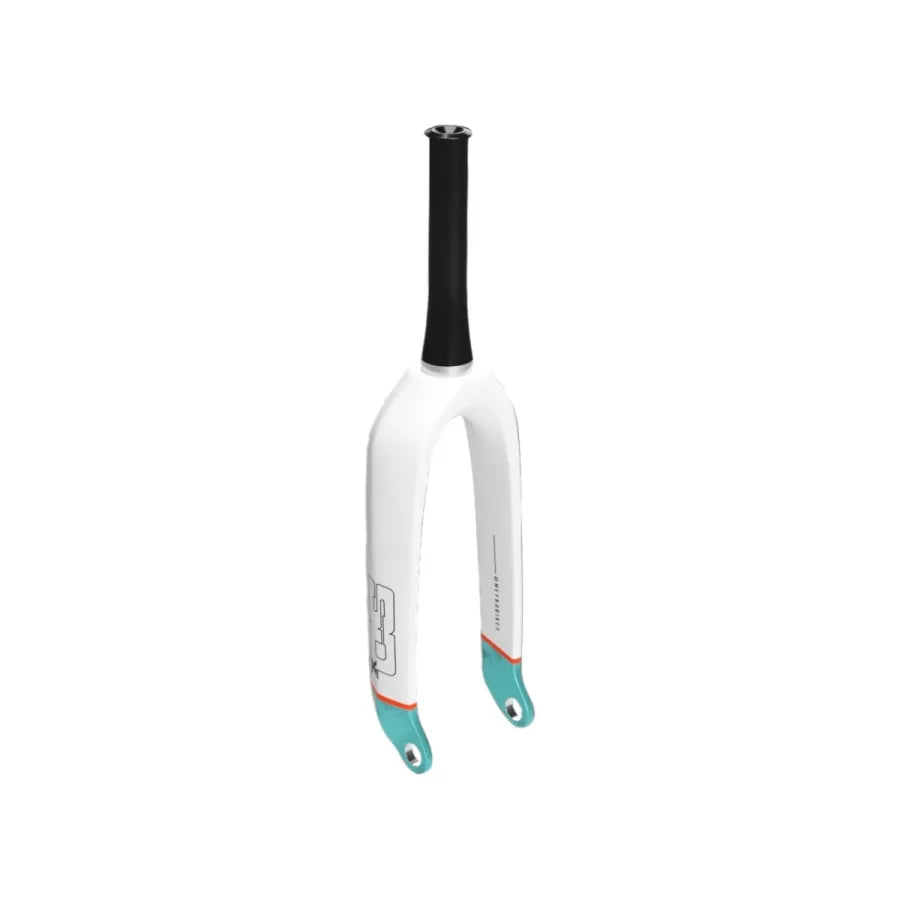 SD Tapered Carbon BMX Race Fork V2 Pro - 20mm - Matte White/Orange/Teal