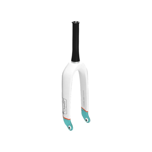 SD Tapered Carbon BMX Race Fork V2 Pro - 20mm - Matte White/Orange/Teal