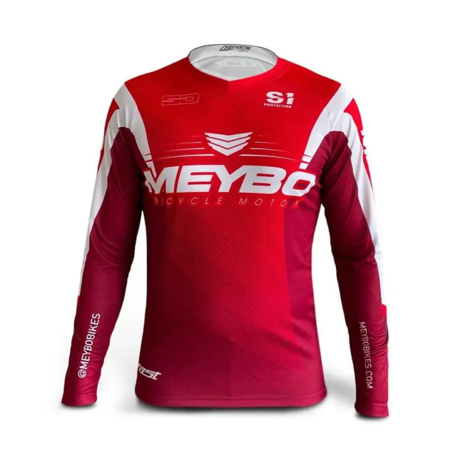 Meybo V6 SlimFit BMX Race/MTB/Downhill Jersey - Red/White