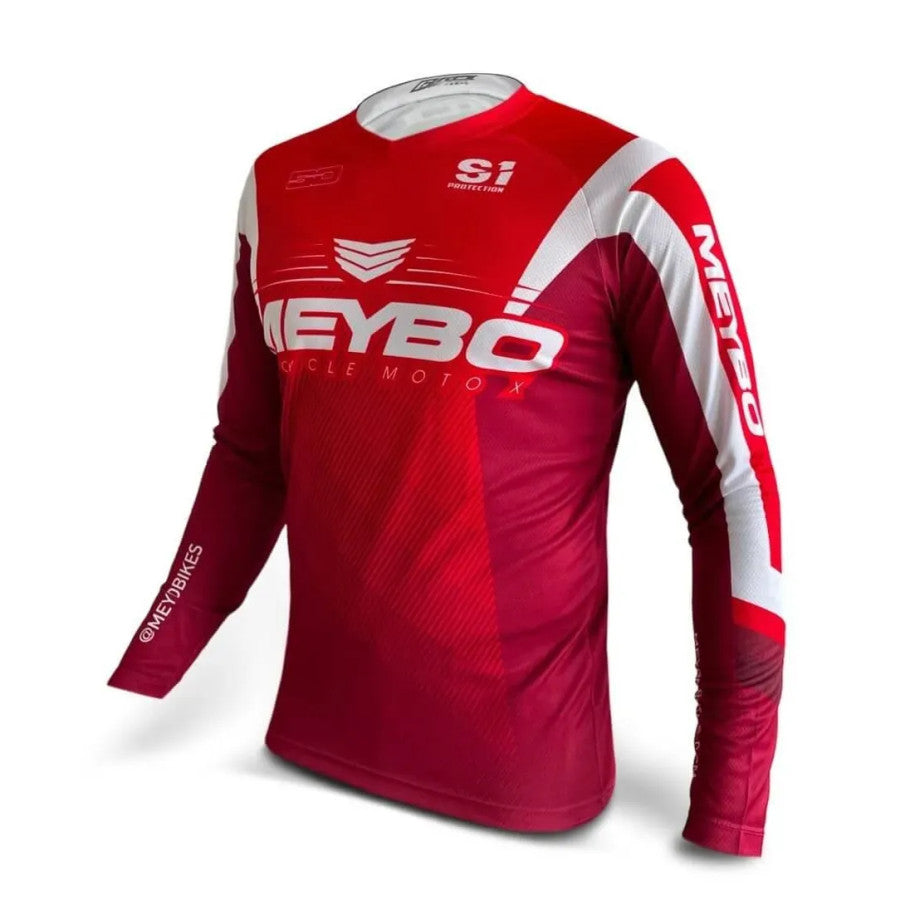 Meybo V6 SlimFit BMX Race/MTB/Downhill Jersey - Red/White
