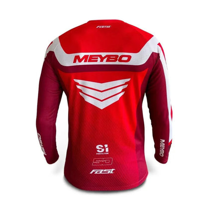 Meybo V6 SlimFit BMX Race/MTB/Downhill Jersey - Red/White