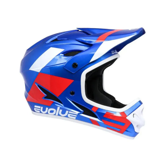 Evolve Storm BMX Race/MTB/Downhill Helmet - Glossy Blue/Red/White
