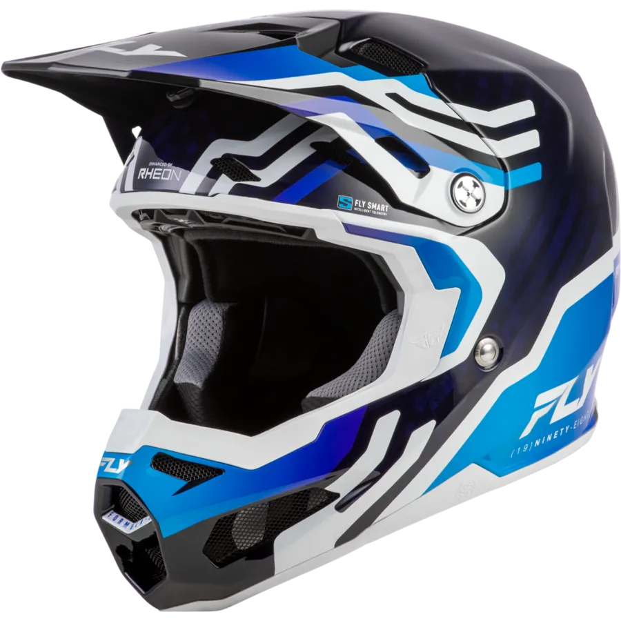 Fly Racing Formula S Carbon Byte BMX Race/MTB/Downhill Helmet - Blue Carbon/Blue/White