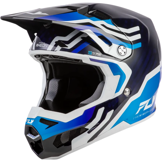 Fly Racing Formula S Carbon Byte BMX Race/MTB/Downhill Helmet - Blue Carbon/Blue/White