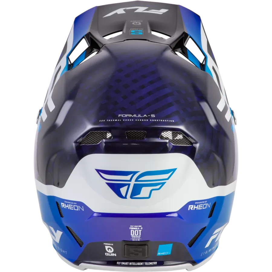Fly Racing Formula S Carbon Byte BMX Race/MTB/Downhill Helmet - Blue Carbon/Blue/White