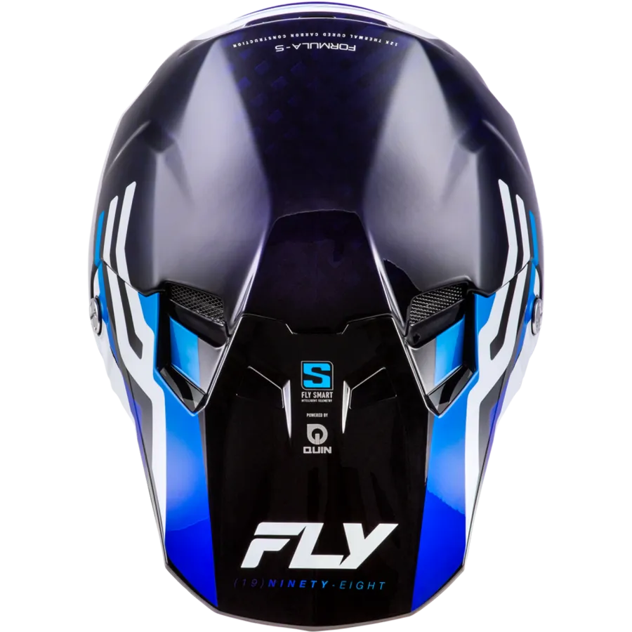 Fly Racing Formula S Carbon Byte BMX Race/MTB/Downhill Helmet - Blue Carbon/Blue/White
