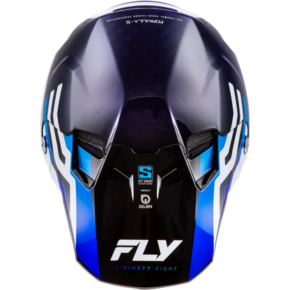 Fly Racing Formula S Carbon Byte BMX Race/MTB/Downhill Helmet - Blue Carbon/Blue/White