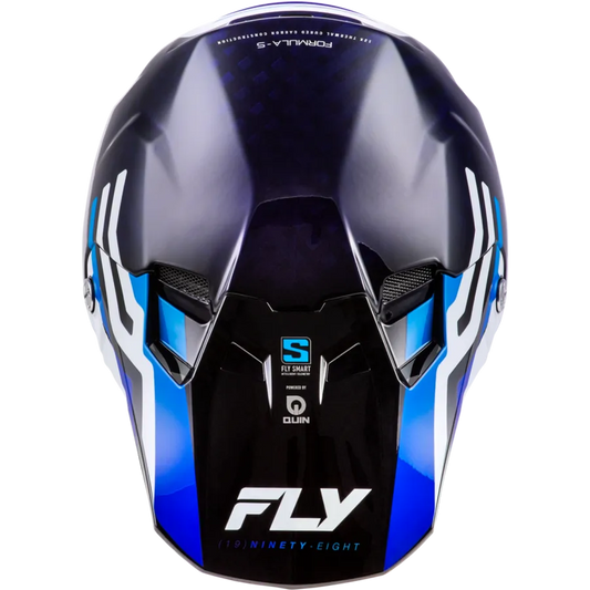 Fly Racing Formula S Carbon Byte BMX Race/MTB/Downhill Helmet - Blue Carbon/Blue/White
