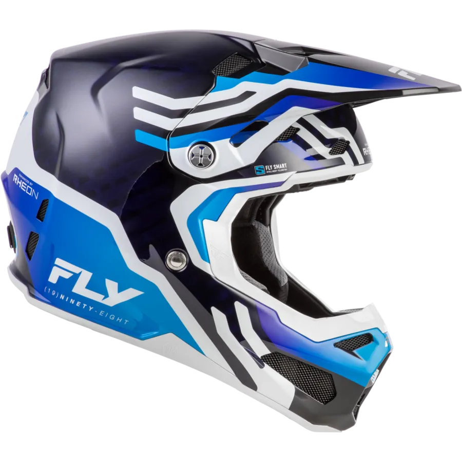 Fly Racing Formula S Carbon Byte BMX Race/MTB/Downhill Helmet - Blue Carbon/Blue/White