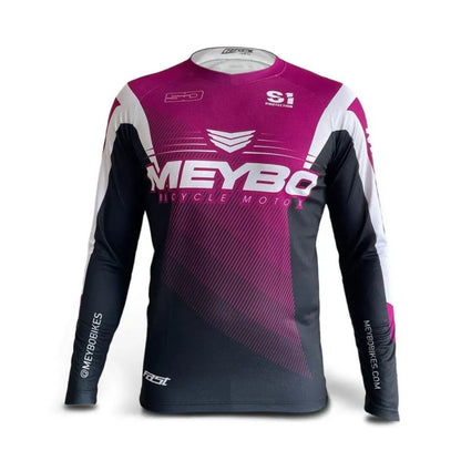 Meybo V6 SlimFit BMX Race/MTB/Downhill Jersey - Purple/White