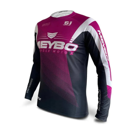 Meybo V6 SlimFit BMX Race/MTB/Downhill Jersey - Purple/White