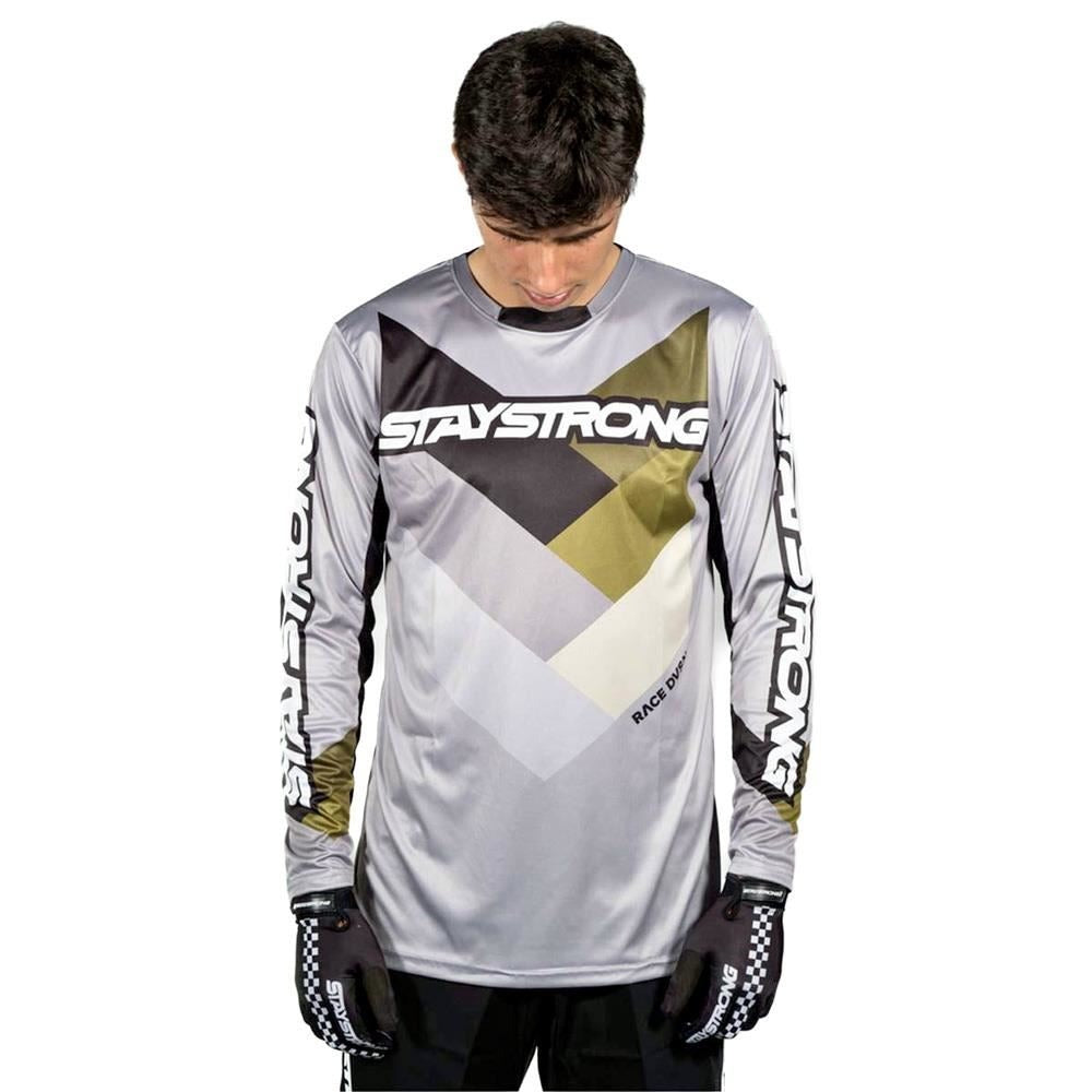Stay Strong Chevron BMX Race/MTB/Downhill Jersey - Grey