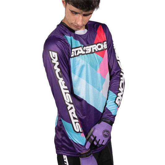 Stay Strong Chevron BMX Race/MTB/Downhill Jersey - Purple