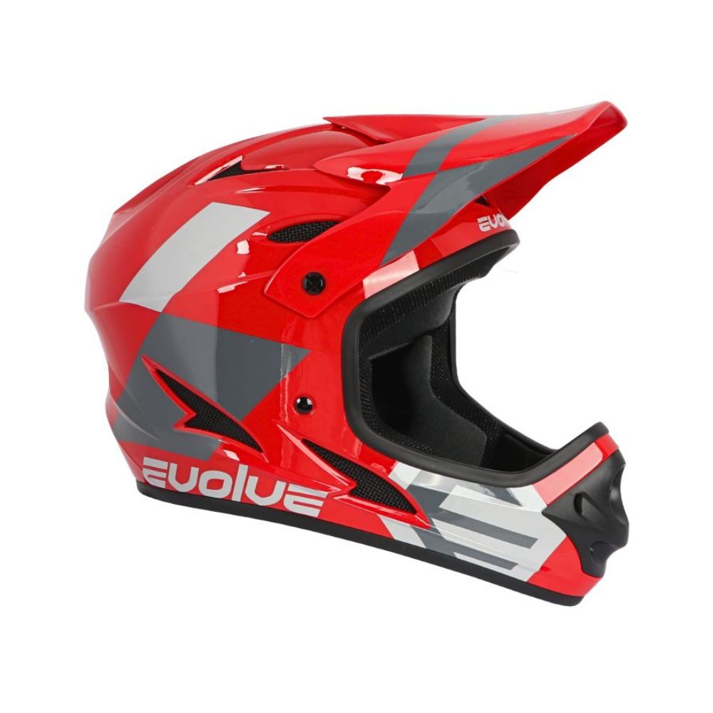 Evolve Storm BMX Race/MTB/Downhill Helmet - Glossy Red/Grey
