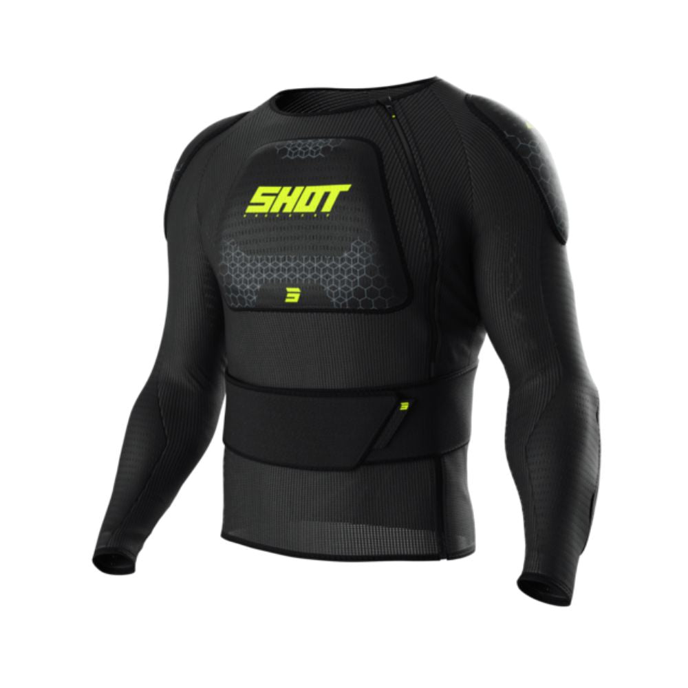 Shot Airlight Kid Vest - Long Sleeve - Black/Neon Yellow