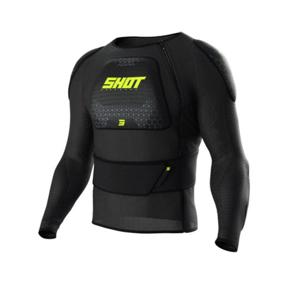 Shot Airlight Kid Vest - Long Sleeve - Black/Neon Yellow